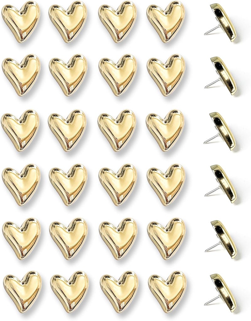 KEYDUACU 30 pcs - Heart Decorative Pins, Gold Cute Pins for Bulletin Board, Office or Home (30Pcs-Gold) - Image 1